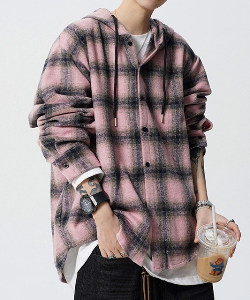 パーカー Street Crushチェックシャツフーディ メンズ レディース