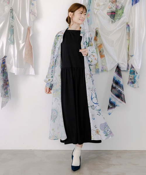 ScoLar（スカラー） シャツワンピース 星座と花束柄シャツワンピース