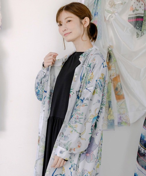 ScoLar（スカラー） シャツワンピース 星座と花束柄シャツワンピース