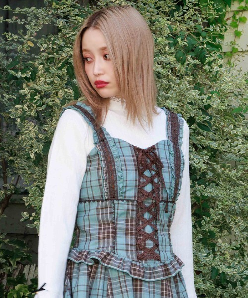 axes femme（アクシーズ ファム） ベスト ジレ タータンチェック編上