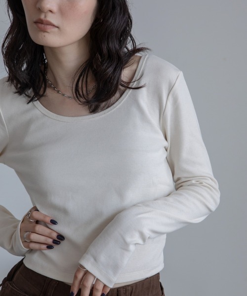 トップス u tシャツ ざっくりUネッククロップド丈トップス レディース : ZOZOTOWN