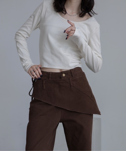 tシャツ ざっくりUネッククロップド丈トップス レディース : ZOZOTOWN