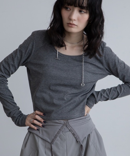 tシャツ ざっくりUネッククロップド丈トップス レディース : ZOZOTOWN