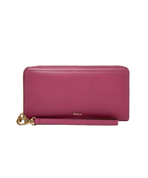 財布やクラッチバッグとして利用可能◎ ピンク　レザー　ロゴデザイン FOSSIL（フォッシル） 長財布 財布 クラッチバッグ レディース レザー