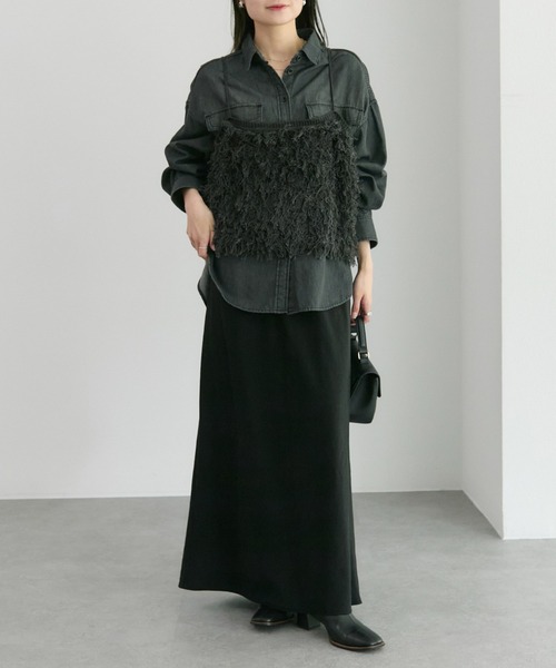 pual ce cin ニット セーター フリンジジャガードニット細紐ビスチェ