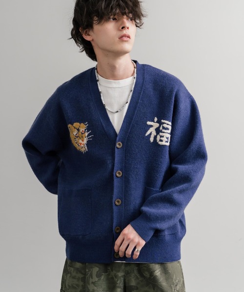KRIFF MAYER（クリフメイヤー） カーディガン もちのび虎刺繍Vネック