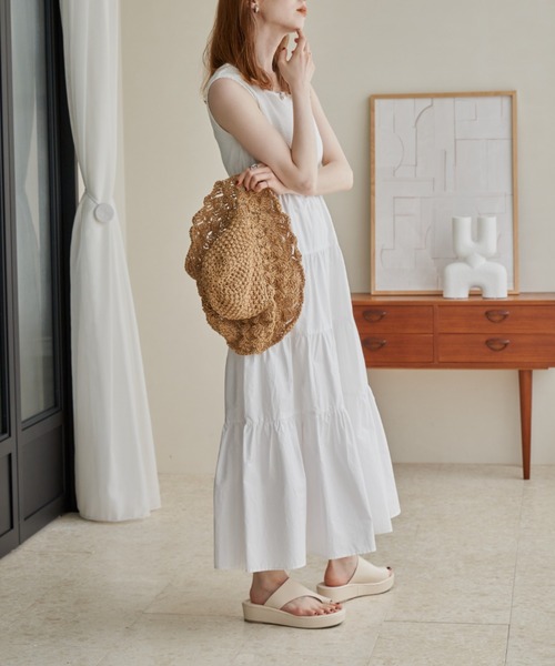 「hinari」 ノースリーブワンピース FREE ホワイト レディース_画像5