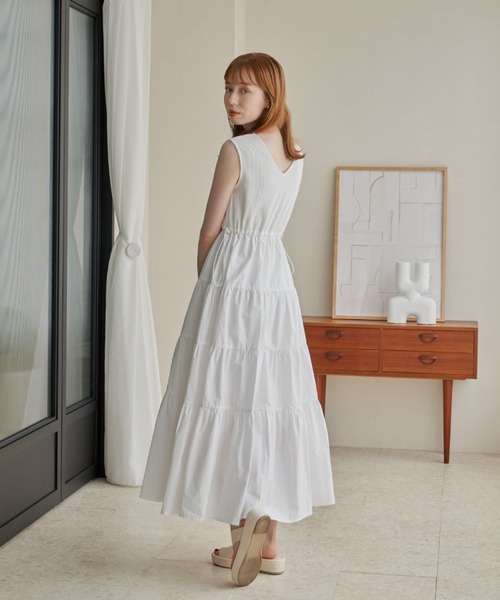 「hinari」 ノースリーブワンピース FREE ホワイト レディース_画像6