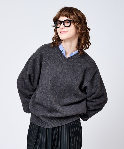 ​激レア❗️　コムデギャルソンシャツ　08AW　チビ太　ウール　Vネックニット WETTEMPT セーター ニット V-NECK WOOL LIKE KNIT / Vネックウール