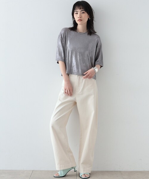 「GALLEST」 半袖Tシャツ 38 シルバー系その他 レディース_画像2