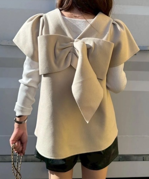 Myu（ミュー） ベスト ジレ BIG RIBBON パフジレTOPS レディース