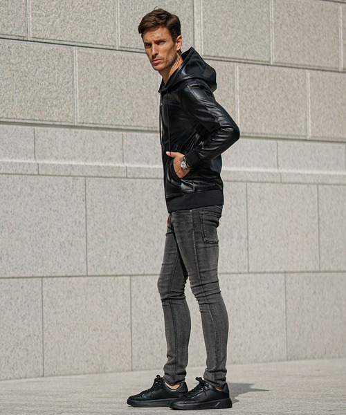 SOMEDIFF（サムディフ） パーカー 「SOMEDIFF」PUレザーフルジップ