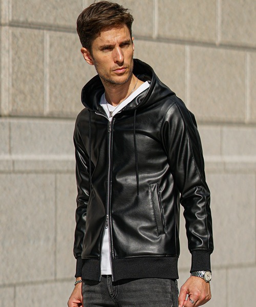 SOMEDIFF（サムディフ） パーカー 「SOMEDIFF」PUレザーフルジップ