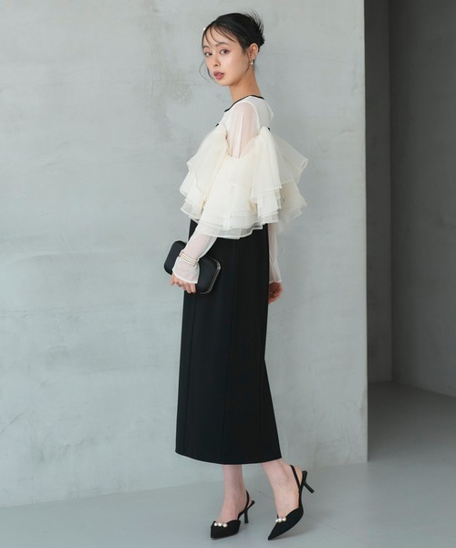 「RUIRUE BOUTIQUE」 半袖ワンピース LL チャコール レディースの画像