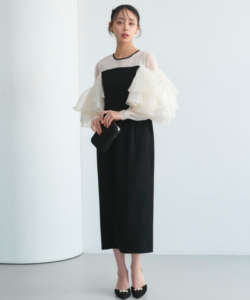 「RUIRUE BOUTIQUE」 半袖ワンピース LL チャコール レディースの画像