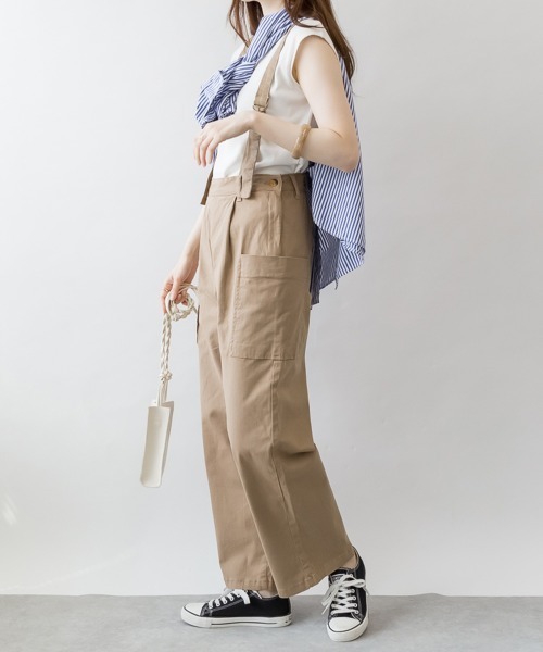 サロペット オーバーオール サイドビックポケットサロペットパンツ
