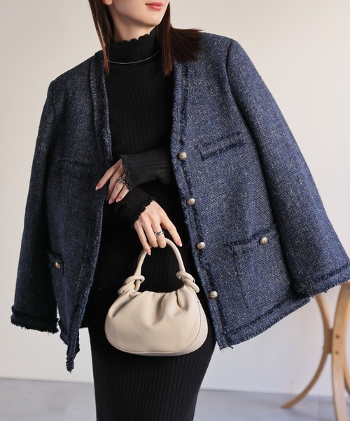 sakishimatokyo ジャケット ノーカラージャケット ツイードジャケット