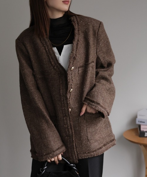 sakishimatokyo ジャケット ノーカラージャケット ツイードジャケット