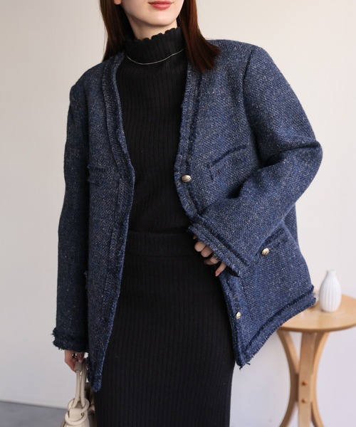sakishimatokyo ジャケット ノーカラージャケット ツイードジャケット