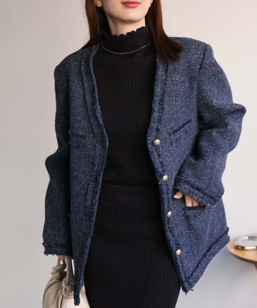 sakishimatokyo ジャケット ノーカラージャケット ツイードジャケット