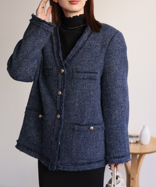 sakishimatokyo ジャケット ノーカラージャケット ツイードジャケット