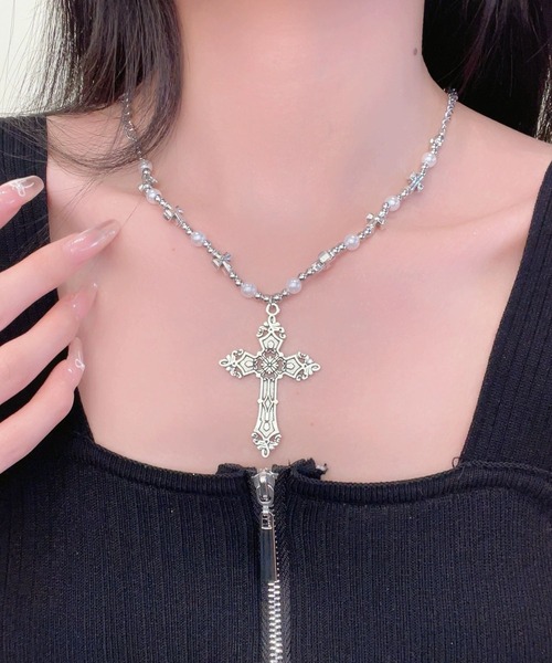 ネックレス 「456768」ボールドクロスネックレス/十字架(RZ