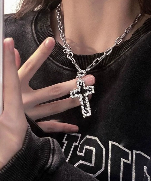 ネックレス 「456768」ボールドクロスネックレス/十字架(RZ