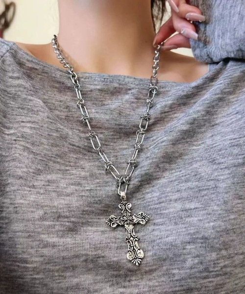 ネックレス 「456768」ボールドクロスネックレス/十字架(RZ