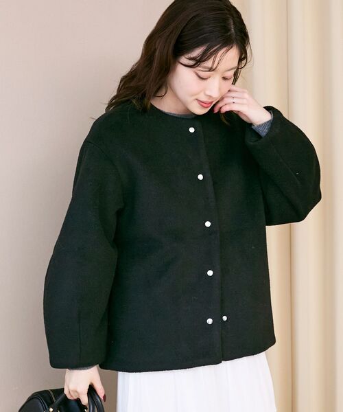 le. coeur blanc ノーカラー フェイクレザージャケット le. coeur blanc ノーカラー フェイクレザージャケット