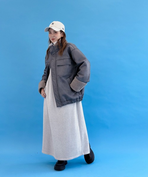 ワンピース niko_niko_ niko and…（ニコアンド） 長袖ワンピース LARGE ライトグレー