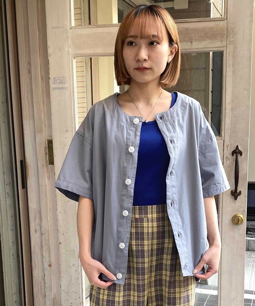 「NANEA」 半袖ブラウス ONE SIZE ネイビー レディース_画像2