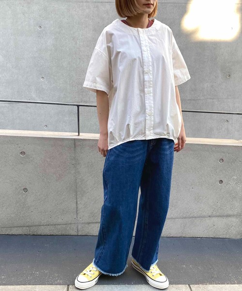 「NANEA」 半袖ブラウス ONE SIZE ネイビー レディース_画像7