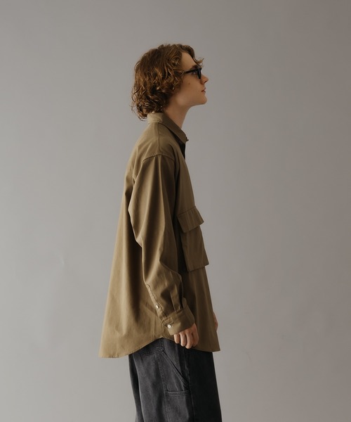 「WETTEMPT」 長袖シャツ MEDIUM カーキ メンズ_画像2