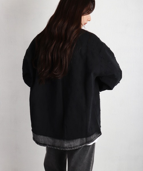 WESTSEA（ウエストシー） シャツ ツイル × デニム 異素材ドッキング 
