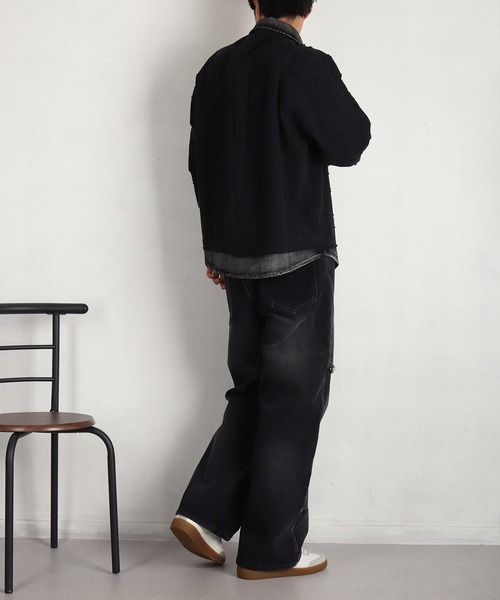 GA!FA×GETEMONTS ドッキングシャツジャケットのこーで WESTSEA（ウエストシー） シャツ ツイル × デニム 異素材ドッキング