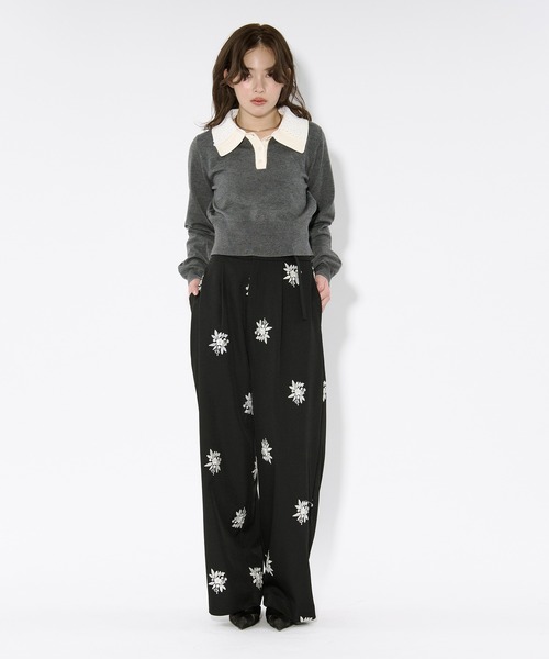 Ezick ニット セーター 2WAY lace collar バイカラーポロニット