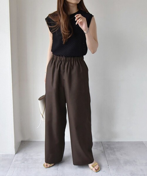 「quaranciel」 イージーパンツ 38 ブラウン レディース_画像8