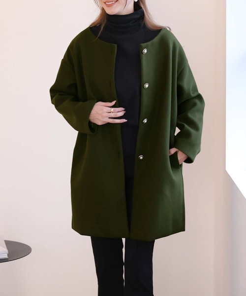 「Doula Doula」 ノーカラーコート M ブラウン レディース_画像7