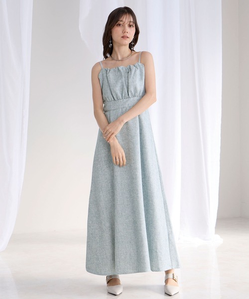 Elishe シャツキャザーキャミワンピースSET Elishe ワンピース シャツ+ギャザーキャミワンピースSET : ZOZOTOWN