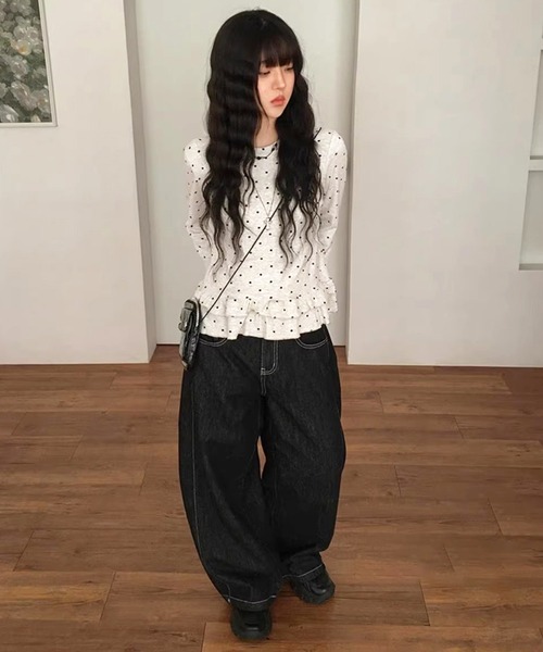 HALEY PESCA tシャツ HALEY PESCA/ドット柄 フリルカットソー 