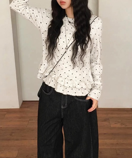 HALEY PESCA tシャツ HALEY PESCA/ドット柄 フリルカットソー 