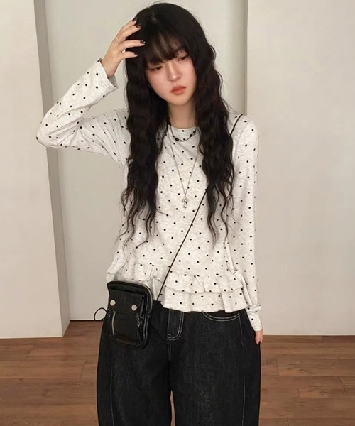 ★★新品　未使用HOLIDAY　フリルカットソー★★ HALEY PESCA tシャツ HALEY PESCA/ドット柄 フリルカットソー