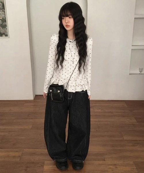 HALEY PESCA tシャツ HALEY PESCA/ドット柄 フリルカットソー