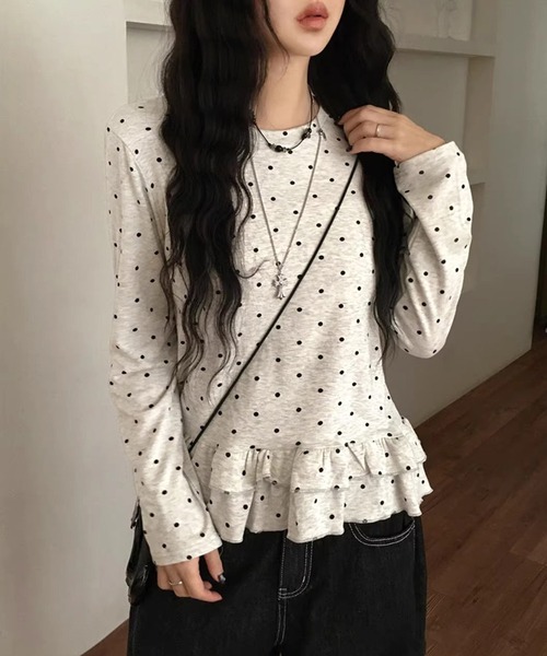HALEY PESCA tシャツ HALEY PESCA/ドット柄 フリルカットソー 