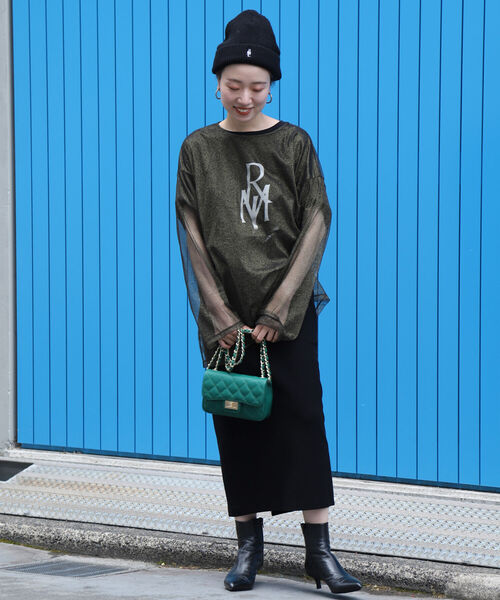 「Rie Miller」 長袖カットソー 38 ブラック レディース_画像9