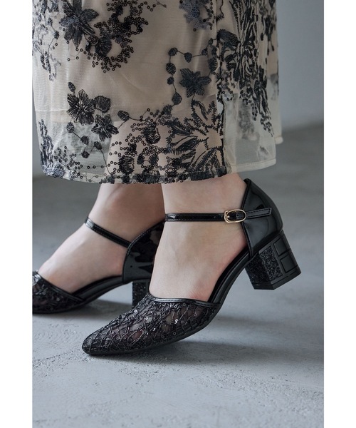 【未使用級 付属品完備✨】ニナリッチ バックストラップ ヒール パンプス 24 niana（ニアナ） パンプス スパークリングチャンキーヒールパンプス