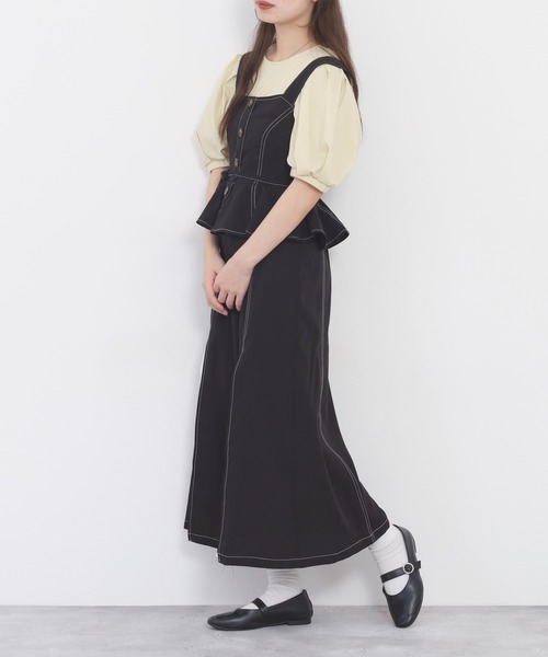 Nohea ジャンパースカート noheaペプラム異素材切替ジャンスカ