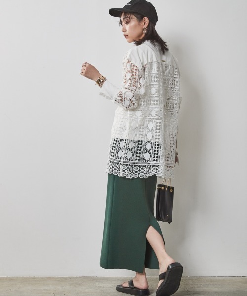 「CHIC STYLE」 長袖チュニック 3L オフホワイト レディース_画像2