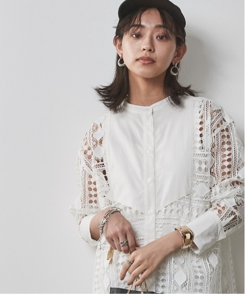 「CHIC STYLE」 長袖チュニック 3L オフホワイト レディース_画像3