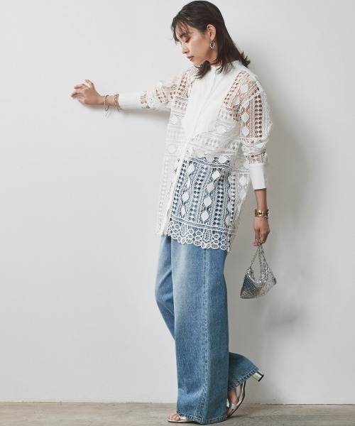 「CHIC STYLE」 長袖チュニック 3L オフホワイト レディース_画像7